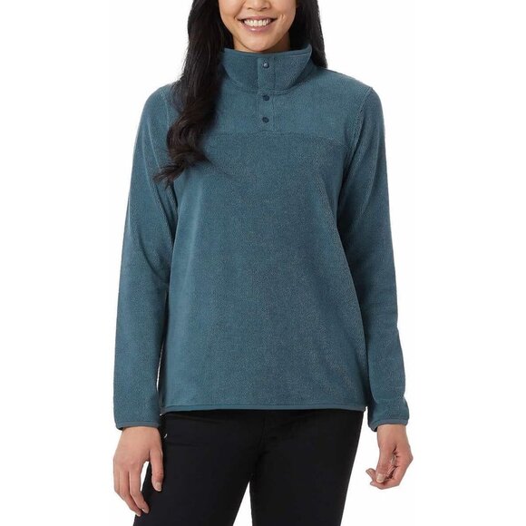 32 Degrees Heat Womens Midweight Snap Arctic Fleece Pullover Midnight Muse XL - Picture 1 of 16